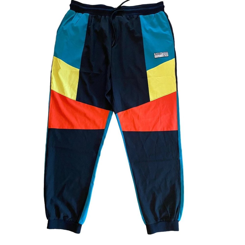Zumba Music Lab Joggers Pants Hip Hop Rap color block  Z2B000011 New Tags XL USA